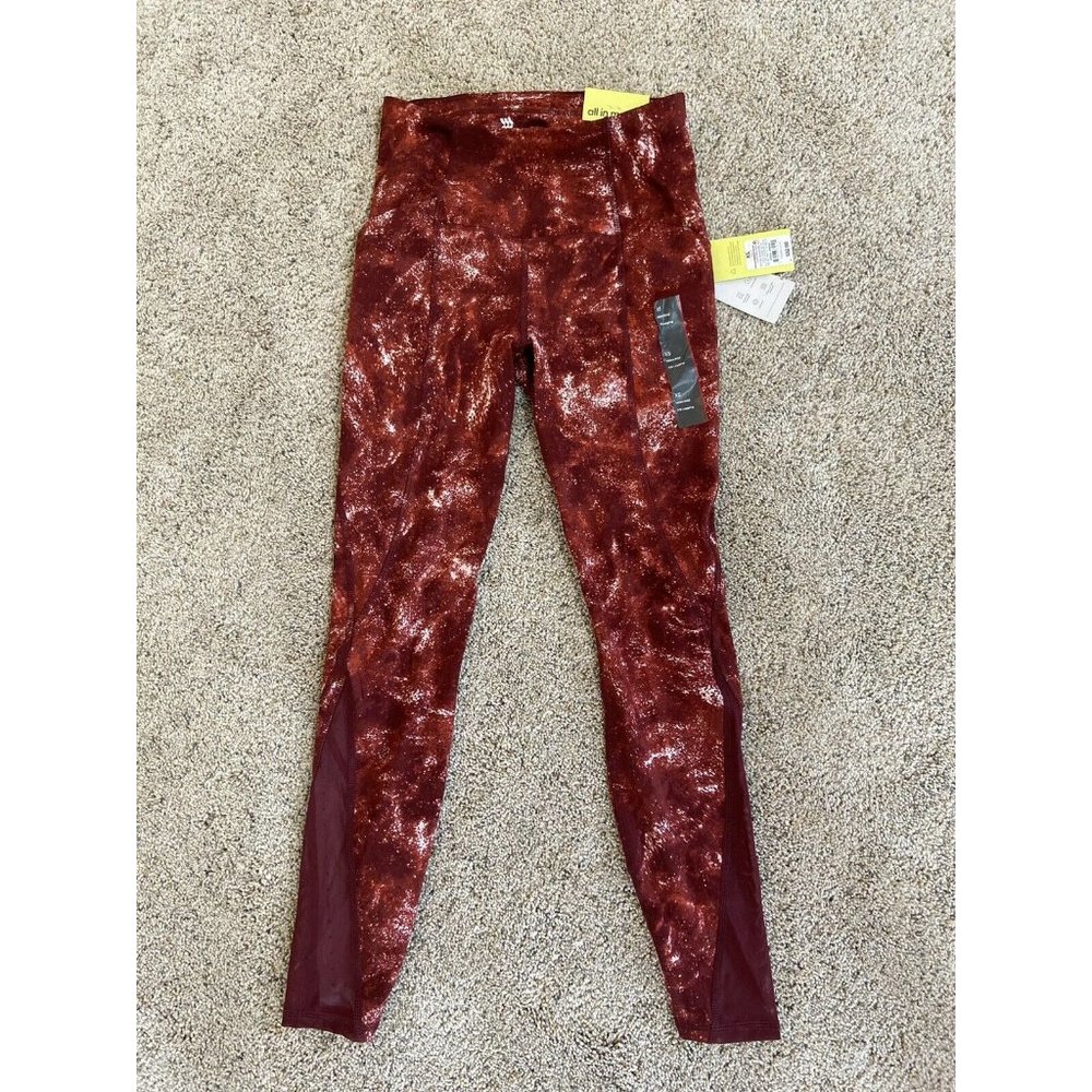 NWT All In Motion XS Sculpted Red Linear Galaxy Print High-Rise 7/8 Leggings 25"